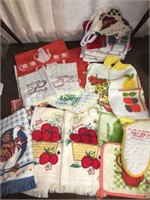 Red ticking embroidered towels & many more