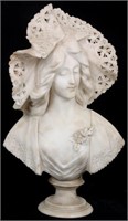 A. Cipriani Carved Marble Bust Of A Woman