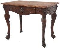 Carved Oak 1 Dwr. Library Table
