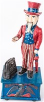 Vintage Cast Iron American Uncle Sam Coin Bank