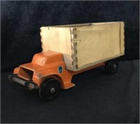 Antique Metal Truck With Wood Box