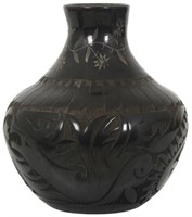 Santa Clara Black on Black Pottery Vase