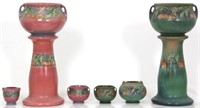 6 Pcs. Roseville Beneda Pattern Pottery