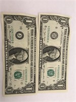 United States Green Seal One Dollar Bills