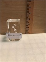 Glass Paperweight w/ Butterflies Etched Inside