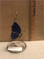 Stained Glass Blue Butterfly w/ Stand
