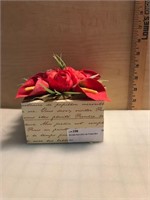 Wooden Red Calla Lily Trinket Box