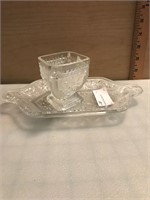 Glass Etched Desert Plate & Bowl