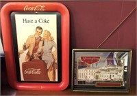 Coca-Cola advertising tray, Yuengling mirrored