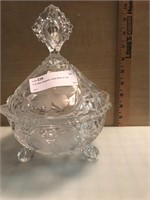 Cut Glass Butterfly Candy Bowl w/ Lid