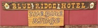 "The Blue Ridge" oak sign, 18"x8.5" & wooden cut
