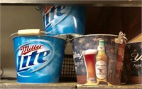 (5) Miller Lite & Yuengling bar buckets New & Used