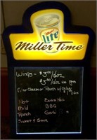 Miller Lite Miller Time light up menu sign,