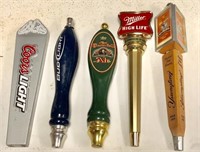 (5) assorted tap handles Coors Light, Bud Light,