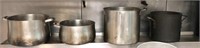 shelf lot of single & dbl. handle pots, Stainless