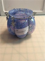 Blue Spackle Glass Candle Holder