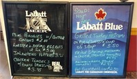 (2) Labatt menu signs, each 19.5"x25.5"