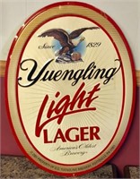 oval Yuengling Light Lager metal sign, 19.5"x26.5"