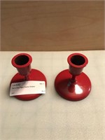 Pair of Red Taper Candle Holders
