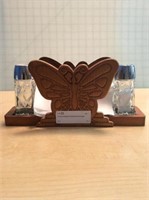 Wooden Butterfly Napkin/Salt & Pepper Holder w/