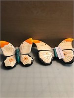 White/Orange/Black/Teal Ceramic Butterfly set of