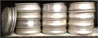 (12) aluminum proofing pans, 9 lids, 8" diameter
