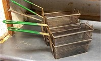 lot of 5 fryer baskets, 2 very good condition,