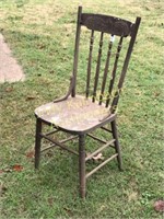 antique press back chair