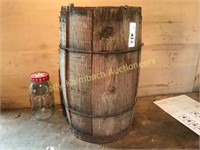 antique wood nail keg