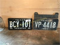 pair of od license plates w/ holder