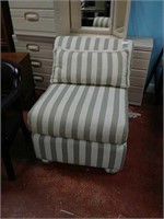 Oversized beige and green striped chair