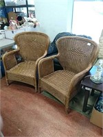 two Wicker rattan chairs