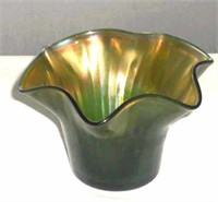 IMPERIAL CARNIVAL GLASS DISH   GREEN