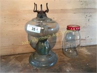 Large glass oil lamp