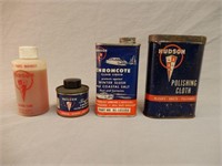 LOT OF 4 HUDSON CAR CARE PRODUCT CANS