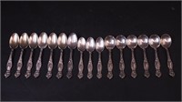 16 sterling silver spoons: seven after-dinner,