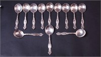 12 sterling silver bouillon spoons,
