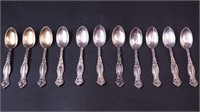 11 demitasse sterling silver spoons,