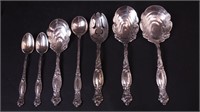 Seven sterling silver spoons including
