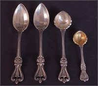 Four silver spoons marked sterling, Old