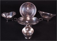 Five pieces of sterling silver hollowware