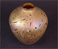 A 7" art glass vase signed Zugifel and dated 8/85