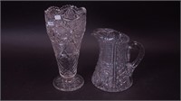 Two pieces of cut glass: a water serving