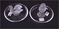 Two crystal pin trays marked Lalique: one