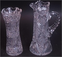 Two pieces of cut glass: an 11" high