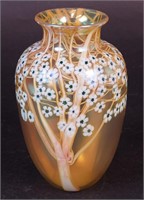 A 7" art glass cherry blossom Oriental vase,
