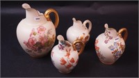Four Royal Worcester pitchers with flattened side