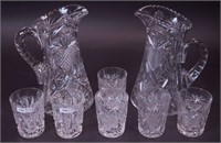 A eight-piece cut glass water set: