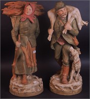 Two Royal Dux figurines, 21" high,