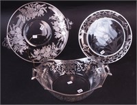 Three pieces of silver overlay glass including